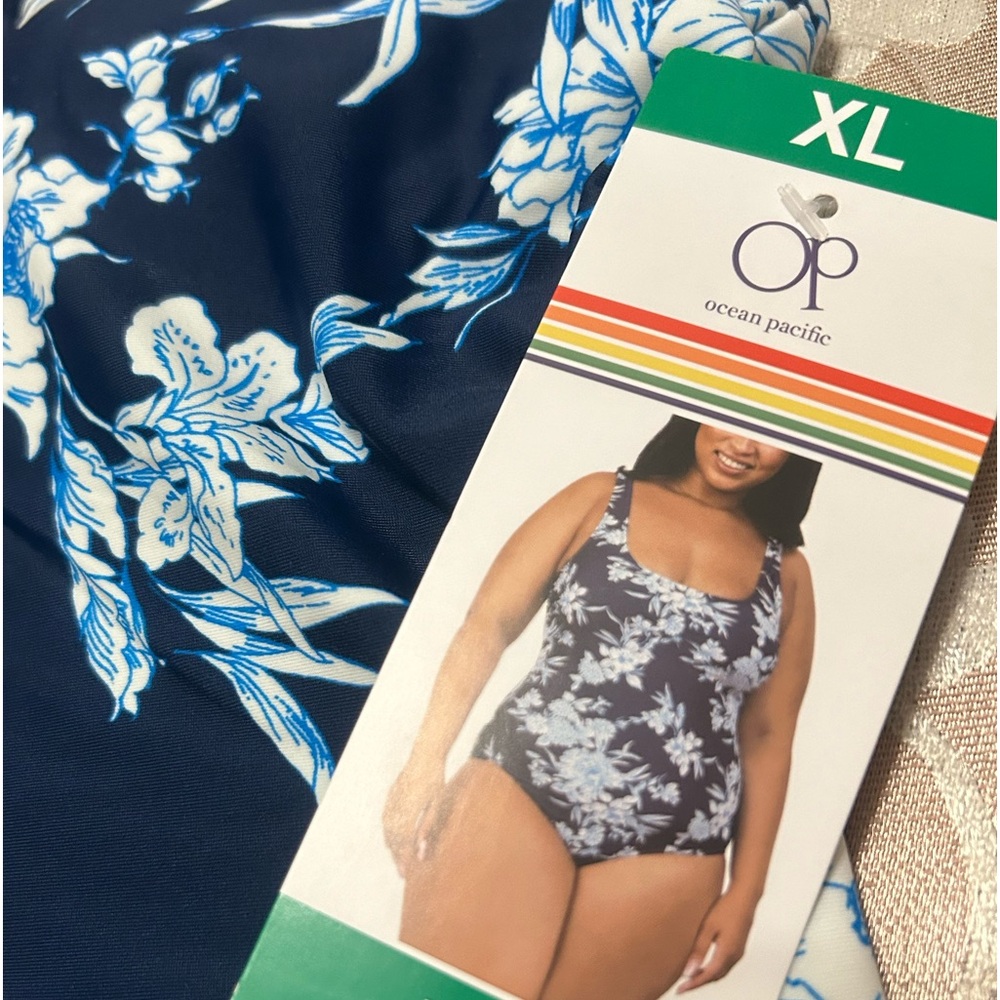 Ocean Pacific one piece swimsuit size M, XL blue floral NWT